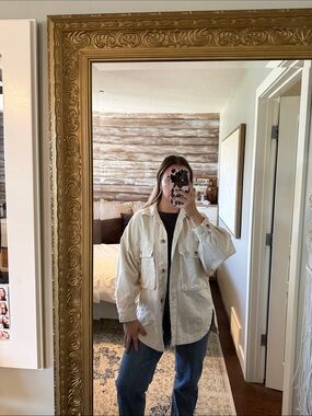 Zara Neutral Cream Oversized Utility Jacket